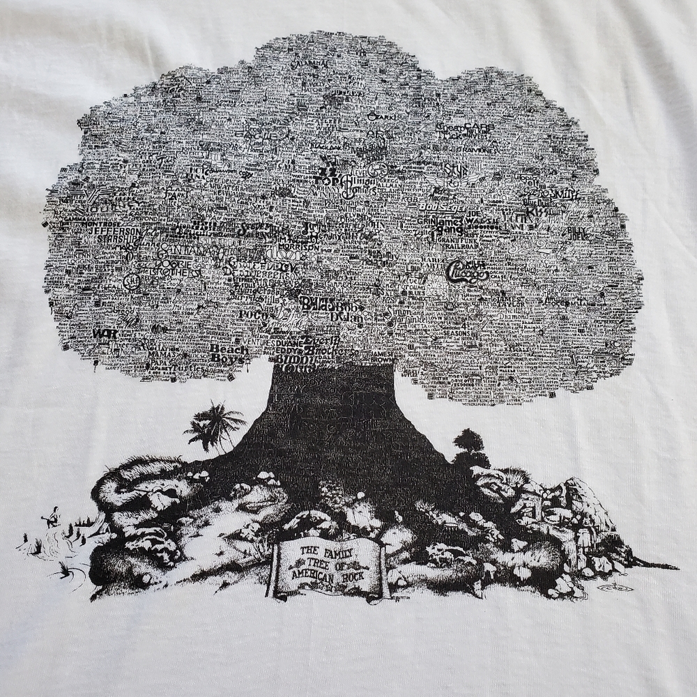 VTG Family Tree Of American Rock White Single Stitch USA Made T-Shirt Large - Picture 3 of 12